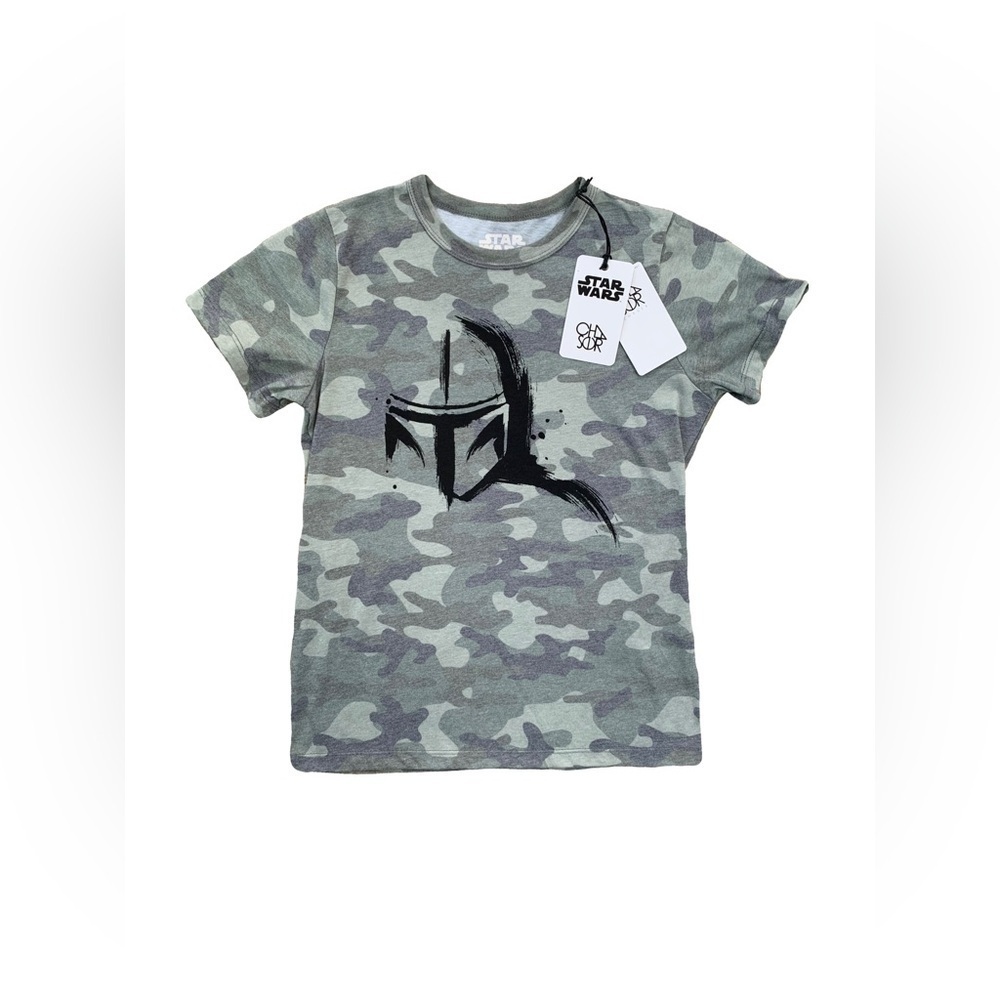 Chaser NWT Size 12 Camo Star Wars Mandalorian Helmet Tee